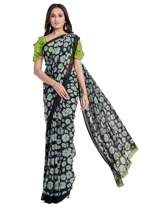 women printed casual wear georgette saree with blouse - 21546337 - Very Small Image - 1