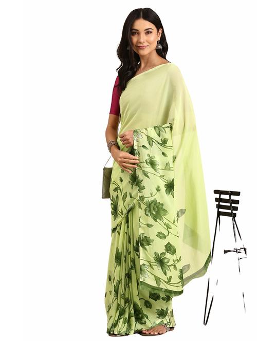 women printed casual wear georgette saree with blouse - 21546347 - Very Small Image - 1