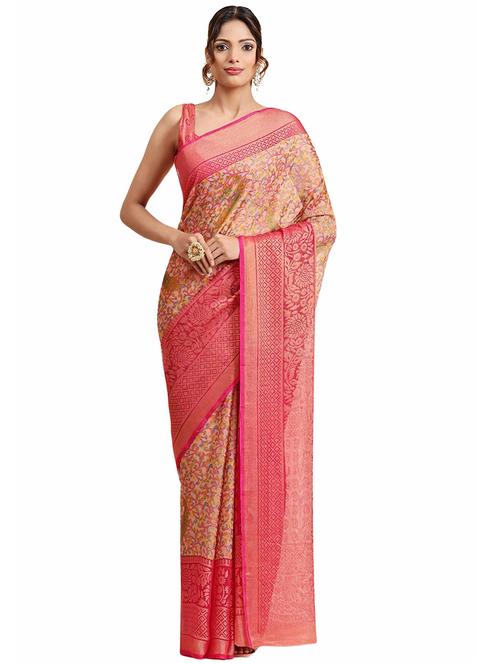 women self design contrast border saree with blouse - 21546376 - Very Small Image - 1