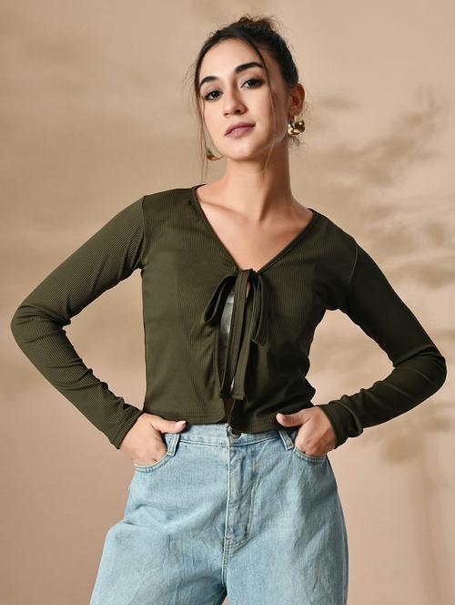 women solid long sleeves shrug - 21547077 - Very Small Image - 1