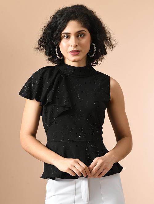 women black self-designed peplum top - 21547362 - Very Small Image - 1