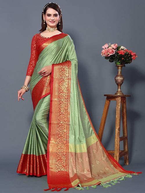 women self design contrast border saree - 21548683 - Very Small Image - 1