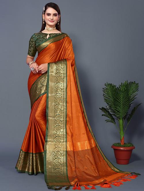 women self design contrast border saree - 21548686 - Very Small Image - 1
