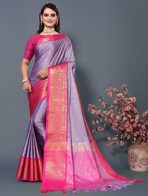 women self design contrast border saree - 21548688 - Very Small Image - 1