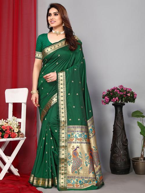 women self design jacquard work paithani saree - 21548738 - Very Small Image - 1