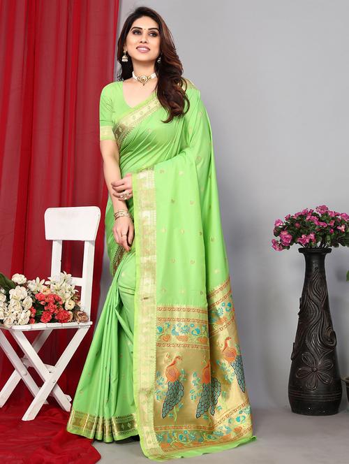 women self design jacquard work paithani saree - 21548741 - Very Small Image - 1