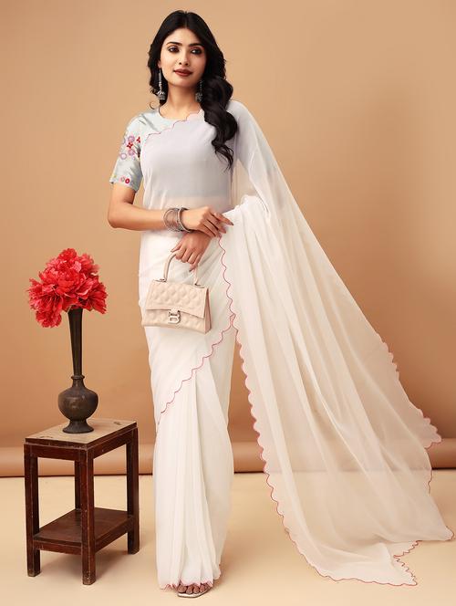 women solid plain saree - 21549311 - Very Small Image - 1