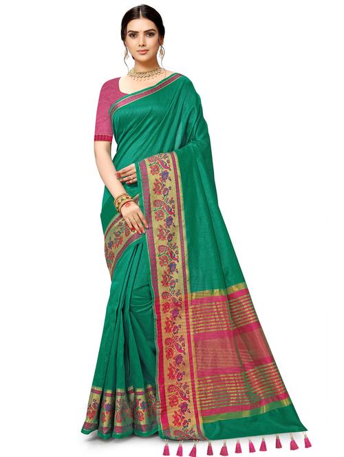 women solid with bordered saree - 21549367 - Very Small Image - 1