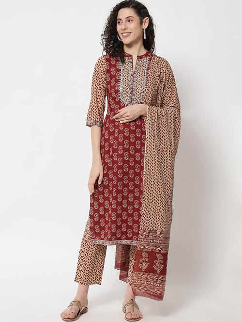 women printed three quarter sleeves suit set - 21549858 - Very Small Image - 1