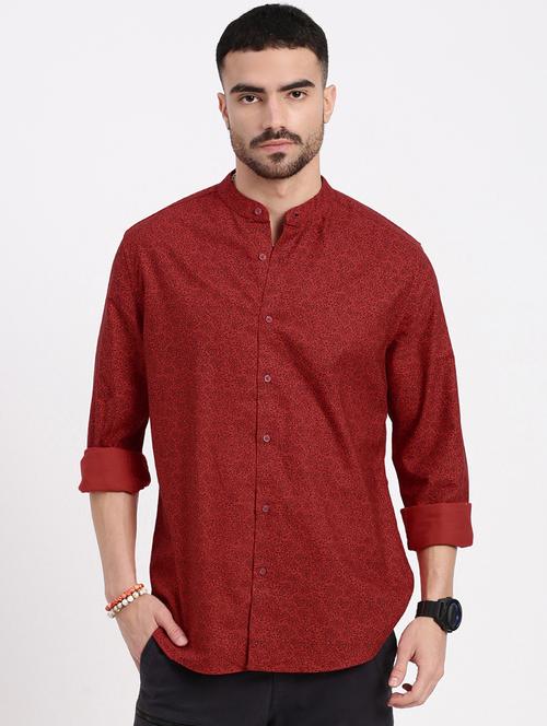 men micro printed long sleeve casual shirt - 21550094 - Very Small Image - 1