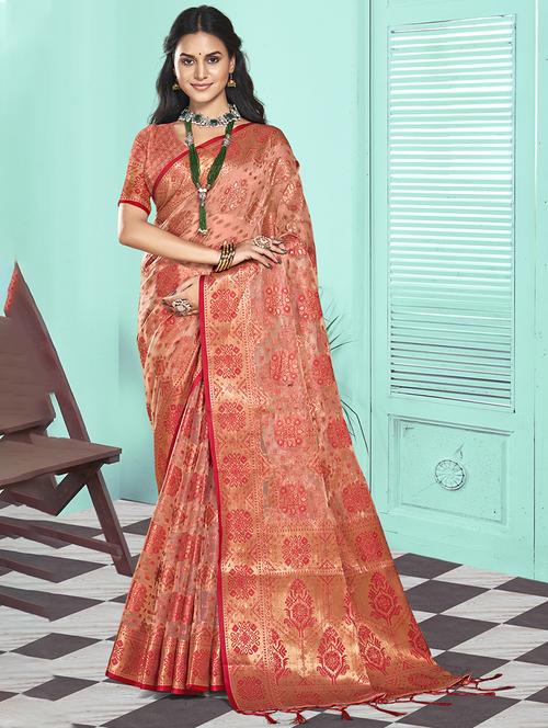 women zari work banarasi saree with blouse - 21551167 - Very Small Image - 1