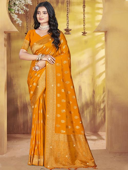 women zari work banarasi saree with blouse - 21551278 - Very Small Image - 1