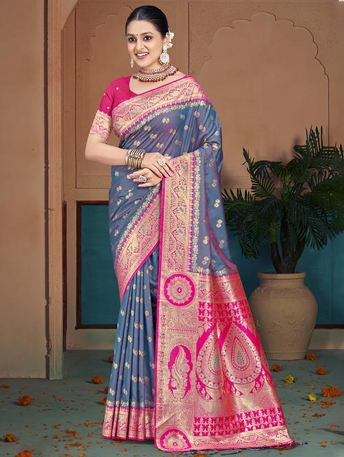 women self design banarasi saree with blouse - 21551326 - Very Small Image - 1