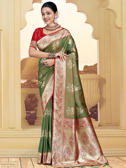 women zari work banarasi saree - 21551333 - Very Small Image - 1