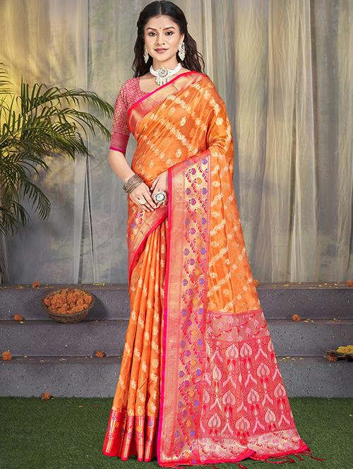 women zari work banarasi saree with blouse - 21551355 - Very Small Image - 1