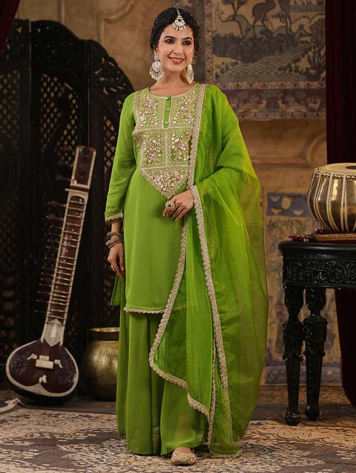 women gota patti kurta palazzo set - 21551423 - Very Small Image - 1