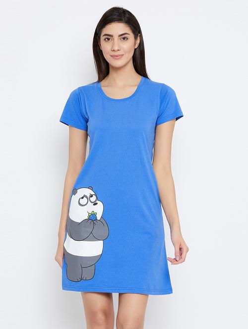 women placement print round neck short sleeve nighty - 21552279 - Very Small Image - 1