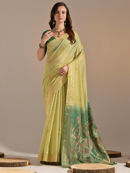 women floral handloom saree with blouse - 21552387 - Very Small Image - 1