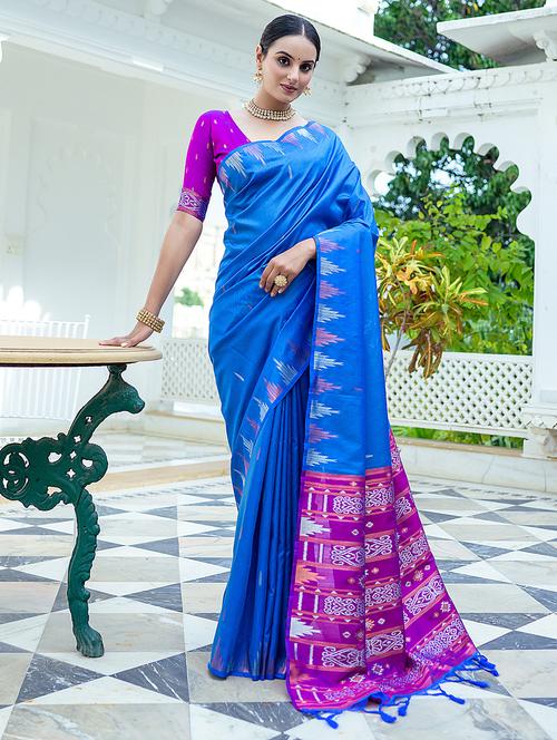 women self design tussar silk saree with blouse - 21552407 - Very Small Image - 1