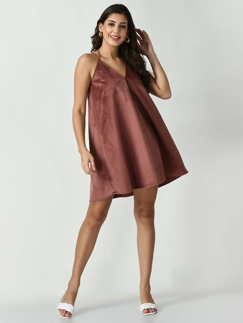 women solid sleeveless a-line dress - 21552618 - Very Small Image - 1