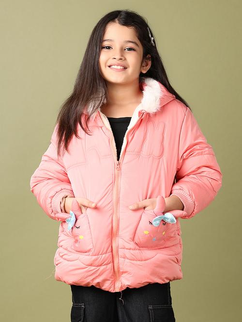 girls solid long sleeve hooded bomber jacket - 21554786 - Very Small Image - 1