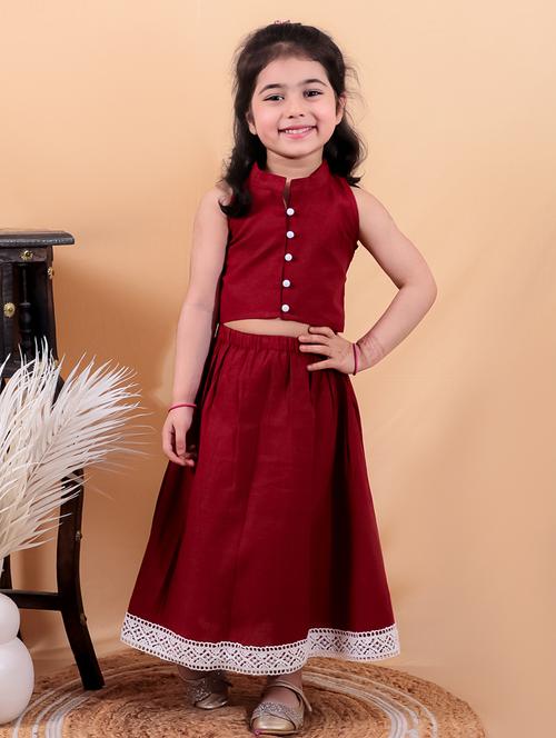 girls solid sleeveless top & skirt set - 21555754 - Very Small Image - 1
