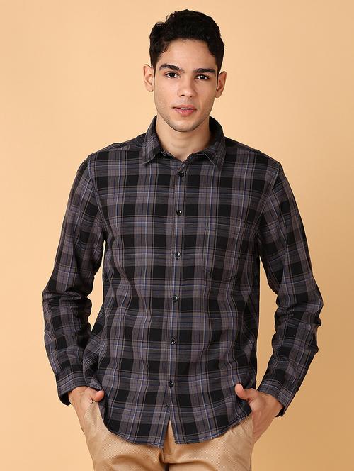 men checks long sleeve casual shirt - 21556103 - Very Small Image - 1