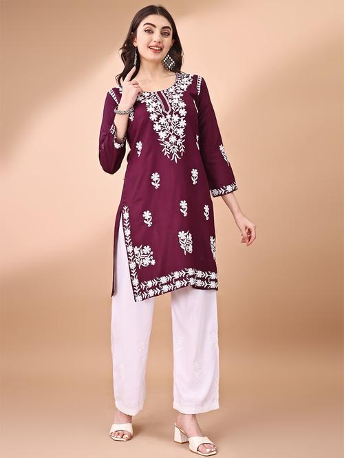 women embroidered three quarter sleeves kurta pant set - 21556504 - Very Small Image - 1