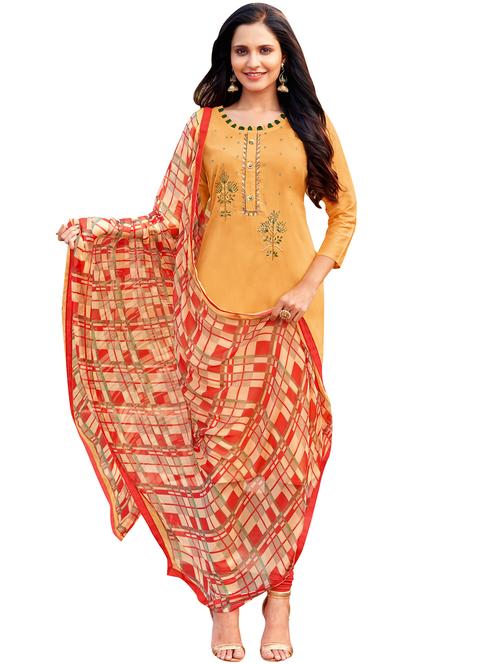 women solid with work unstitched suit - 21557414 - Very Small Image - 1