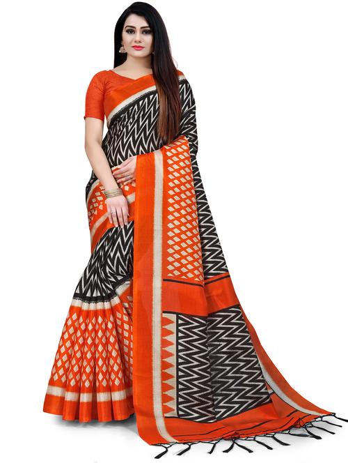 women black chevron printed saree - 21557519 - Very Small Image - 1