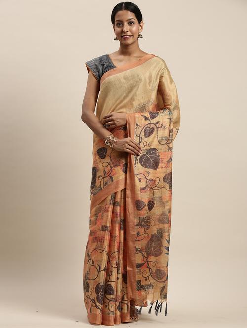 women peach printed saree - 21557537 - Very Small Image - 1