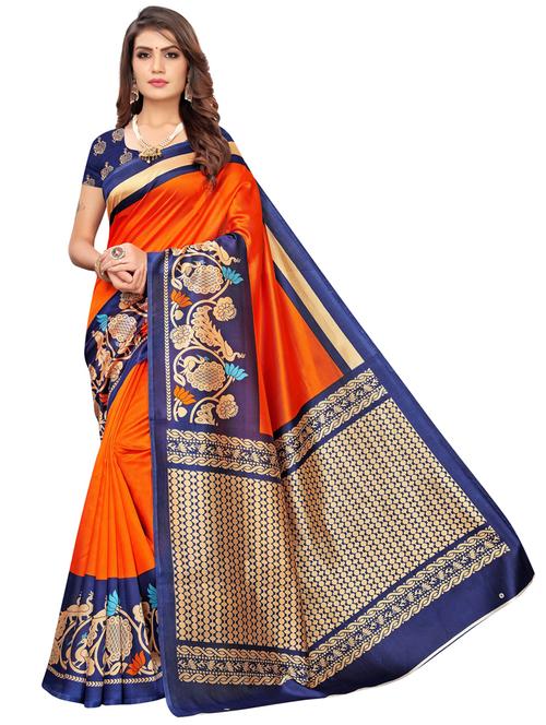 women orange solid bordered saree - 21557577 - Very Small Image - 1