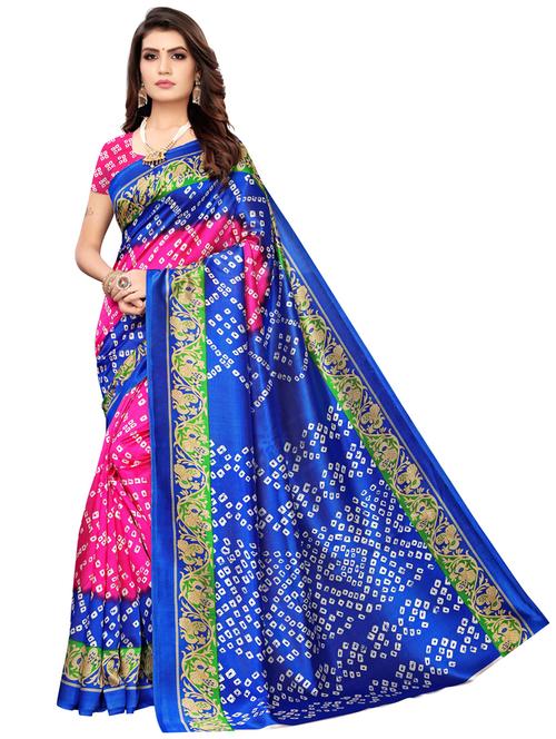 women pink bandhani printed saree - 21557582 - Very Small Image - 1