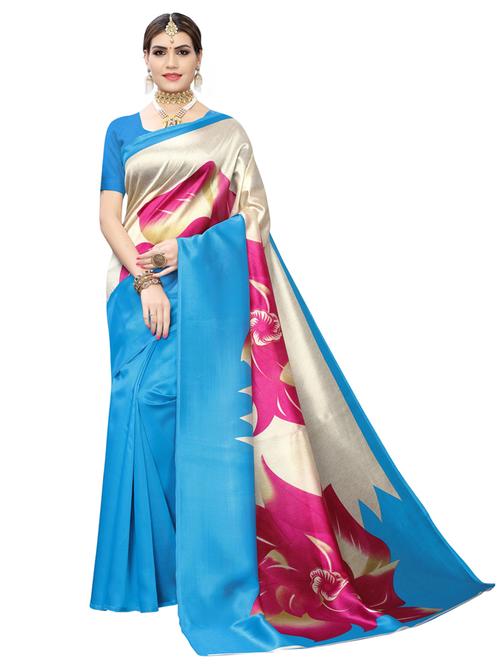 women light blue floral printed saree - 21557585 - Very Small Image - 1