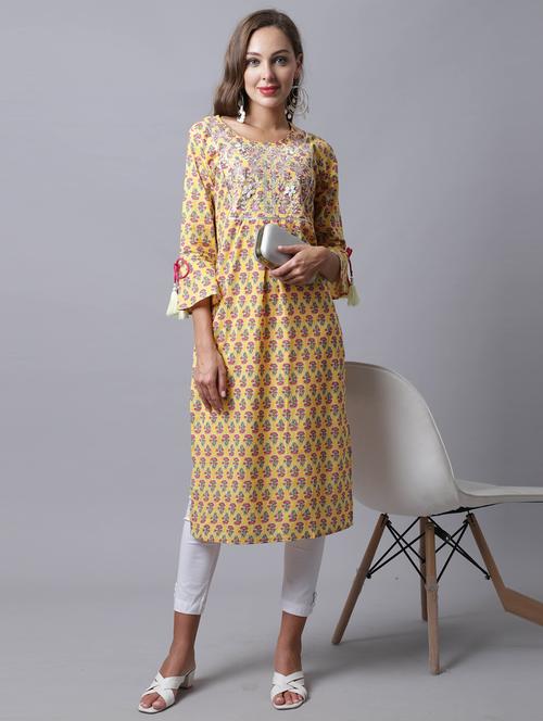 women floral print round neck straight kurta - 21557644 - Very Small Image - 1