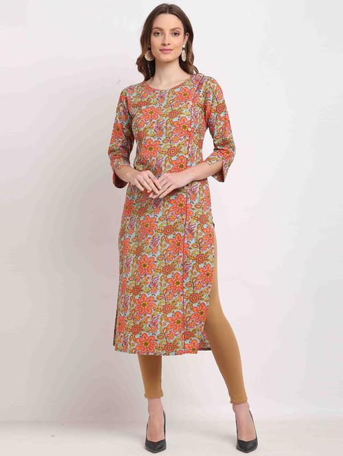 women three quarter sleeve straight kurta - 21557656 - Very Small Image - 1