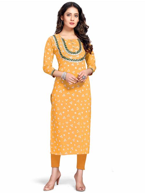 women printed round neck straight kurta - 21557694 - Very Small Image - 1