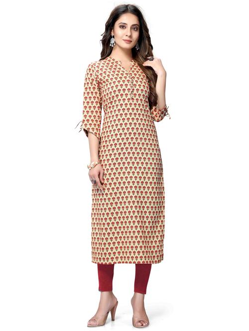 women mandarin neck printed straight kurta - 21557717 - Very Small Image - 1