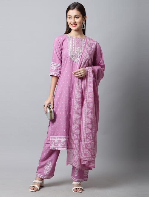 women printed kurta palazzo set with dupatta - 21558133 - Very Small Image - 1