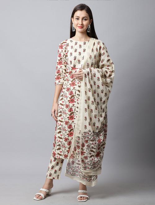 women three quarter sleeve kurta pant with dupatta set - 21558278 - Very Small Image - 1
