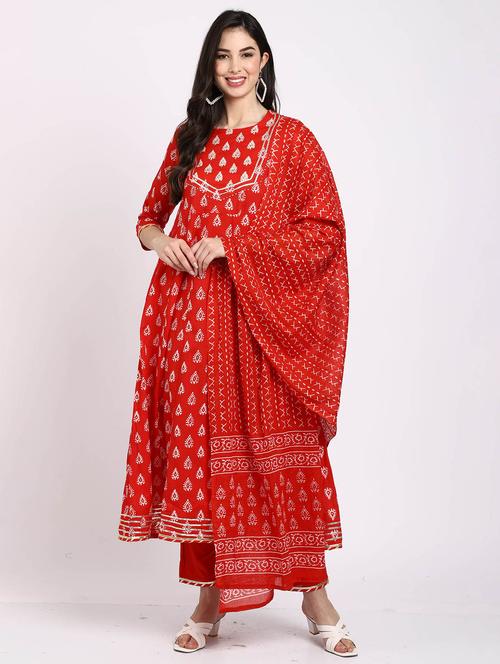 women three quarter sleeve kurta pant with dupatta set - 21558312 - Very Small Image - 1
