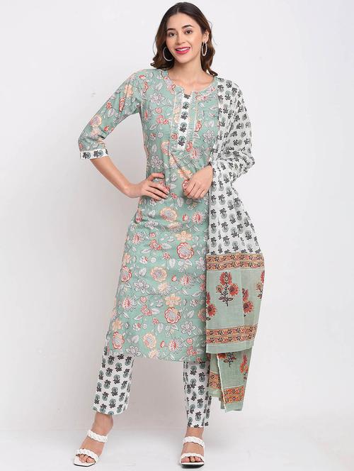 women printed three quarter sleeves suit set - 21558339 - Very Small Image - 1