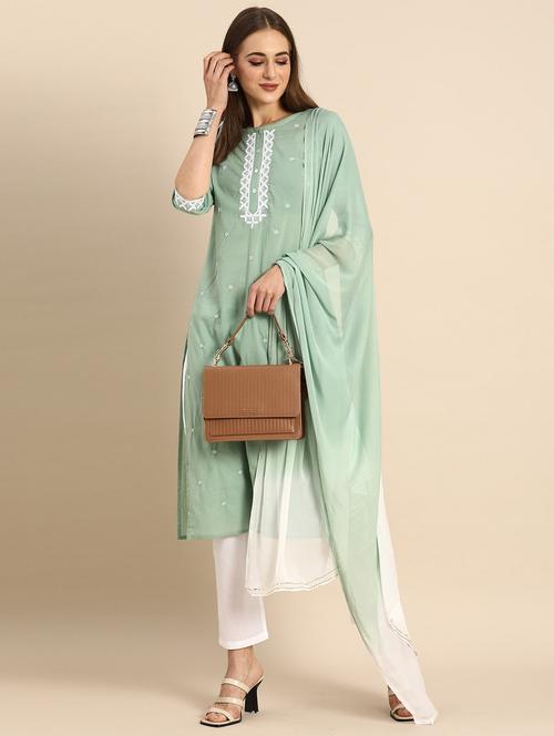 women embroidered kurta pant with dupatta set - 21558376 - Very Small Image - 1