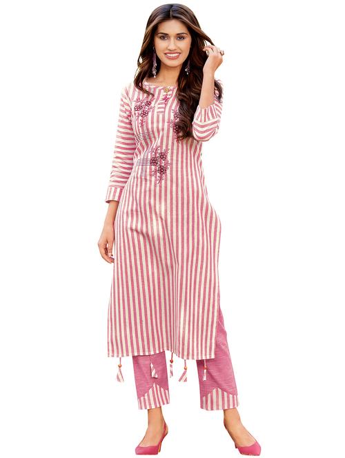 women printed three quarter sleeves kurta pant set - 21558404 - Very Small Image - 1