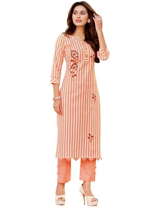 women printed three quarter sleeves kurta pant set - 21558409 - Very Small Image - 1