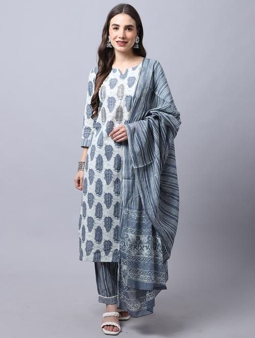 women printed three quarter sleeves suit set - 21558422 - Very Small Image - 1