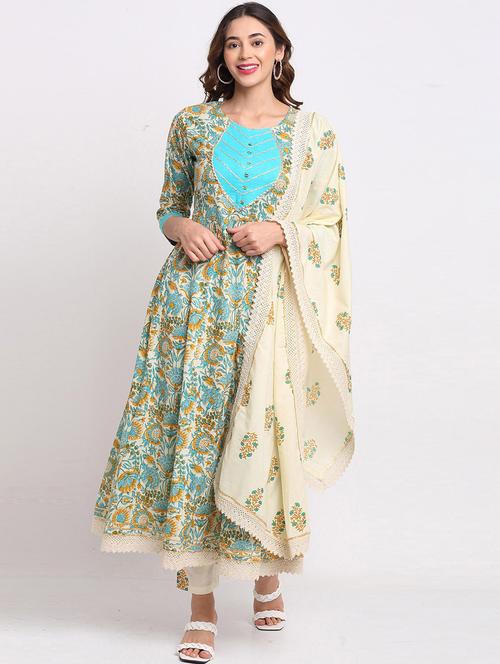 women printed three quarter sleeves suit set - 21558446 - Very Small Image - 1