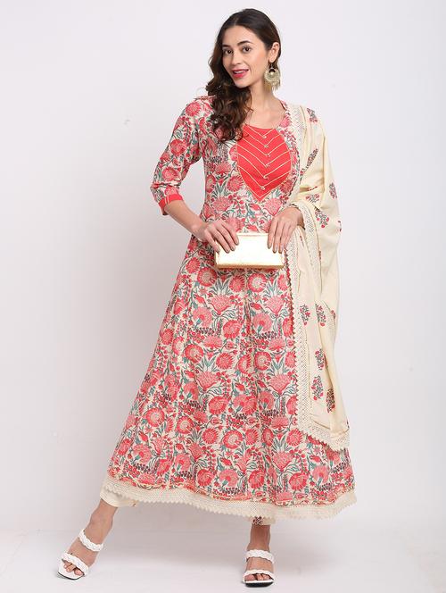 women printed three quarter sleeves suit set - 21558537 - Very Small Image - 1