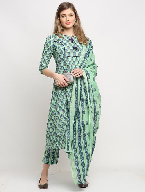 women printed three quarter sleeves suit set - 21558539 - Very Small Image - 1