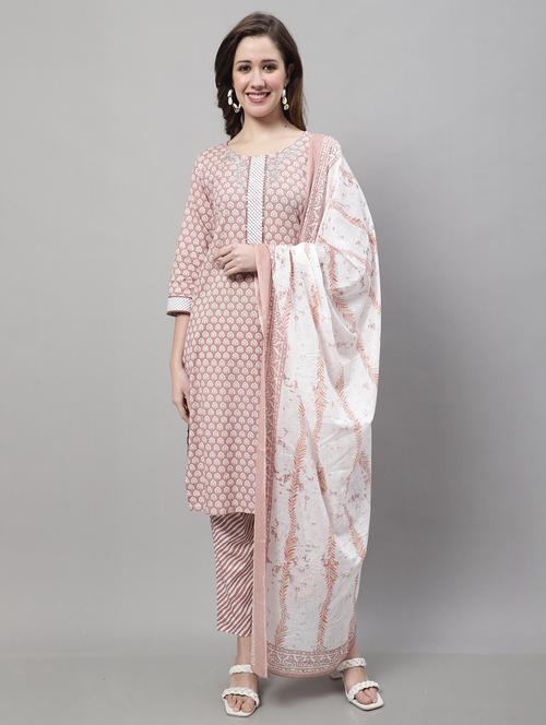 women printed three quarter sleeves suit set - 21558552 - Very Small Image - 1